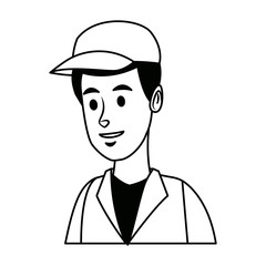 worker portrait of delivery man with cap