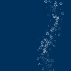 Soap bubbles. Right wave with soap bubbles on deep blue background. Vector illustration.