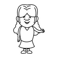 happy little girl character standing infantile people