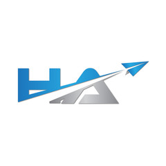 initial letter HA logo origami paper plane