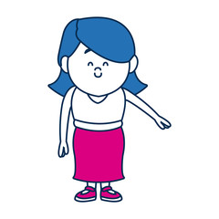 cartoon woman skirt and shirt clothes standing