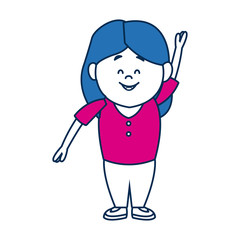 cartoon woman with pants skirt and shirt clothes standing