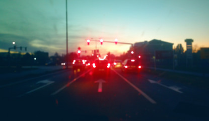 blurred red light traffic