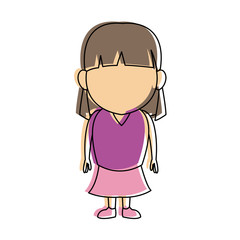 cute little girl child standing cartoon