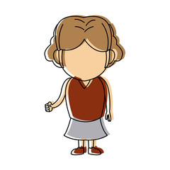 cute little girl child standing cartoon