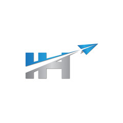 initial letter IH logo origami paper plane