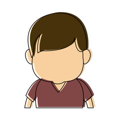 caricature faceless front view half body boy with hairstyle