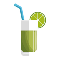 glass with lemonade icon over white background vector illustration