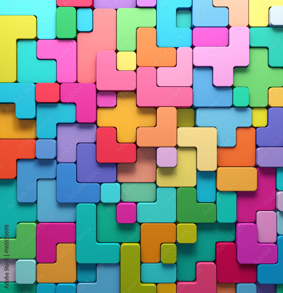 Poster 3d rendering abstract background of multi-colored rounded shapes