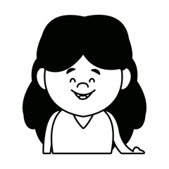 portrait woman female cartoon in monochrome design