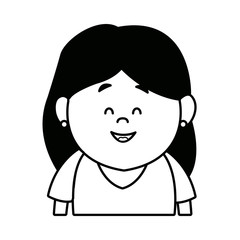 portrait woman female cartoon in monochrome design