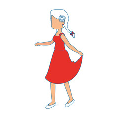 woman wearing a typical dress icon over white background colorful design vector illustration