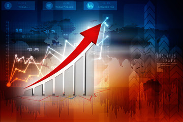 3d rendering Stock market online business concept. business Graph