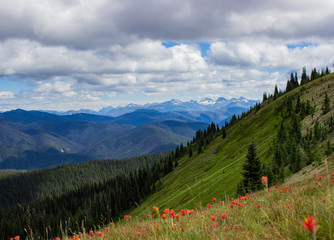 Glorious mountain range sprawling into the horizon coverd by stunning cloudscape up at Blackwall...