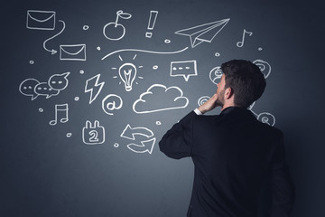 Businessman with white applications