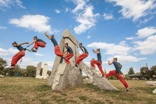 Time Lapse of a Man Practising Parkour