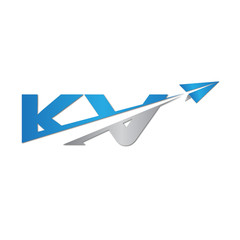 initial letter KV logo origami paper plane