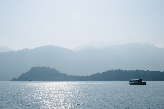 Lake Como landscape with boat