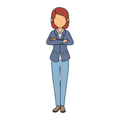 avatar woman standing and wearing casual clothes icon over white background colorful design  vector illustration