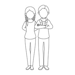 avatar couple with casual clothes icon over white background vector illustration