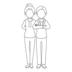 avatar couple with casual clothes icon over white background vector illustration