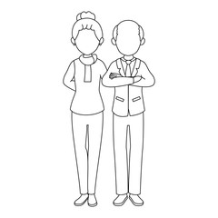 avatar couple with casual clothes icon over white background vector illustration