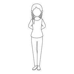 avatar woman standing and wearing casual clothes icon over white background vector illustration