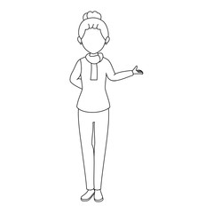 avatar woman standing and wearing casual clothes icon over white background vector illustration
