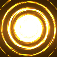 Abstract technology circles, glowing spiral, neon style