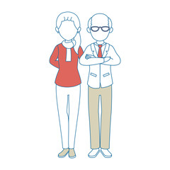 avatar couple with casual clothes icon over white background colorful design vector illustration