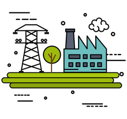 Naklejka premium Energy related design with factory and tower over white background