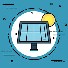 solar panel sticker over blue background vector illustration