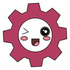 gears machinery kawaii character vector illustration design
