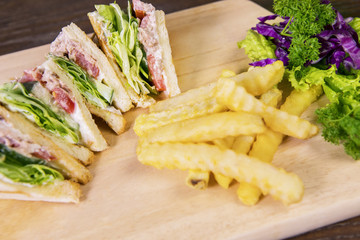 Tasty sandwich and potato
