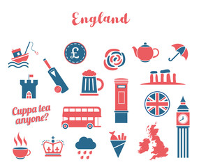England icon vector set. Flat icons for web and mobile 