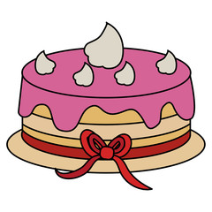 delicious cake celebration icon vector illustration design