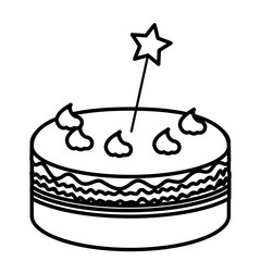 delicious cake with stars celebration icon vector illustration design