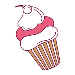 delicious cupcake with cherry vector illustration design