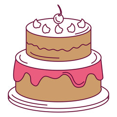 delicious cake with cherry celebration icon vector illustration design