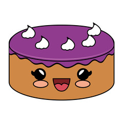 delicious cake celebration kawaii character vector illustration design