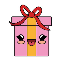 gift box present kawaii character vector illustration design