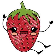 strawberry fresh kawaii character vector illustration design