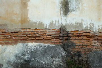 Damaged brick wall