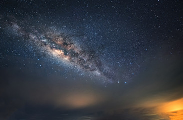 Starry night with milkyway( Visible noise due to high ISO, soft focus, Shallow DOF, Slight motion blur)