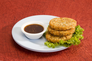 Delicious burgers Patties served