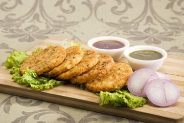 Delicious burgers Patties served