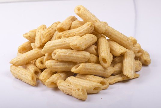 spicy fryums or snacks, or corn pasta