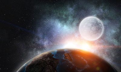 Obraz premium Moon and Earth planet