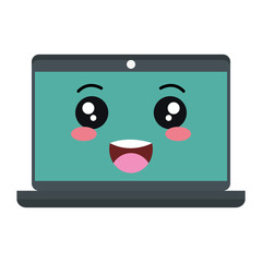 computer laptop kawaii character vector illustration design