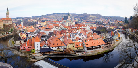 Panoramic View of Cesky Krumlov, Czech Republic. 